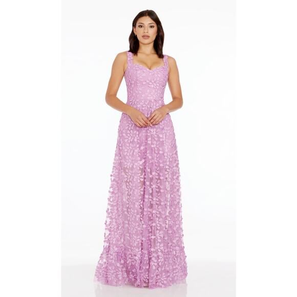Dress The Population Anabel Semisheer Sweetheart Neck Gown Lavender Size XS - Picture 1 of 10